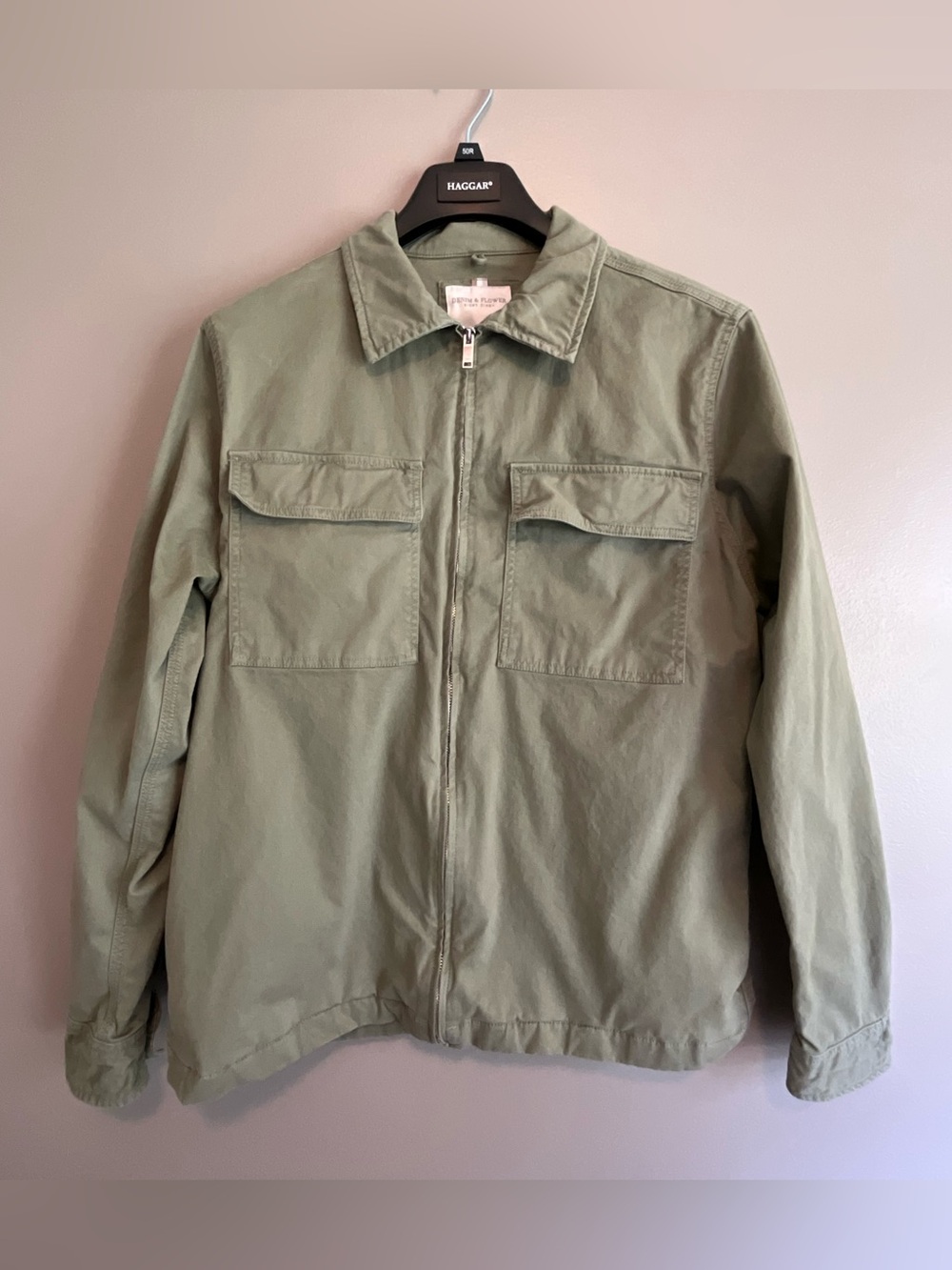 Denim & Flower Military Field Jacket in Olive
